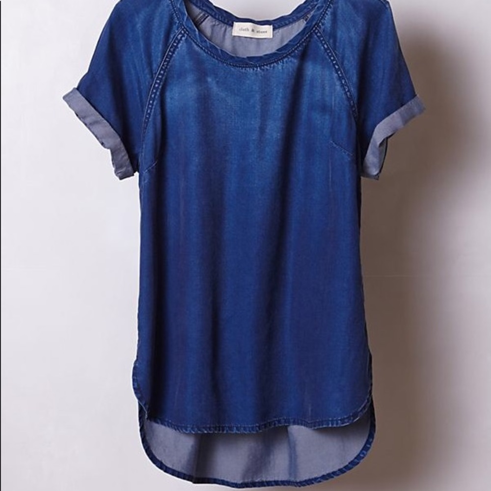 Anthropologie Cloth & Stone Brentwood denim tee